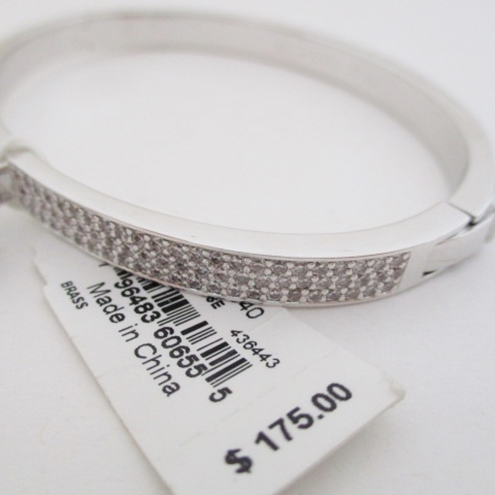 MICHAEL KORS Pave Crystal Lock Charm Bangle Bracelet - Picture 5 of 7